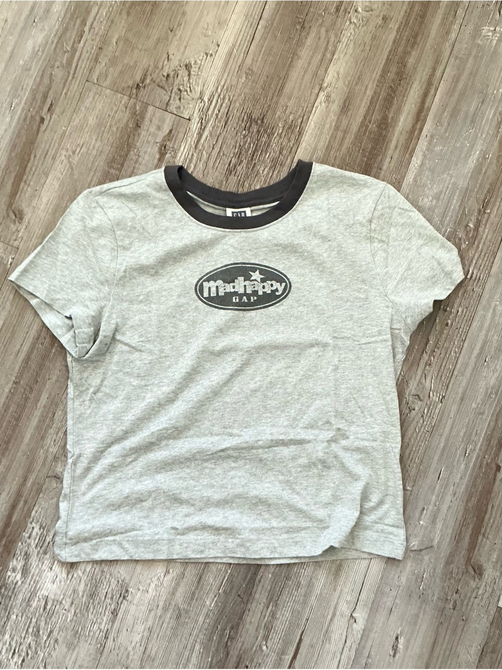 GAP Grey 'Mad Happy' Tee with Black Trim